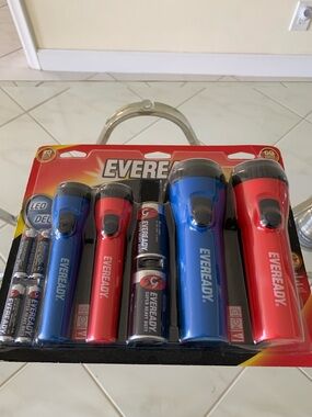 Blue & Red LED Flashlight Set - 4-Pack